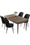 Hanah Home Mesa y Sillas de Comedor 5 Piezas Barroco y Negro Aglomerado Melamina Patas Metal